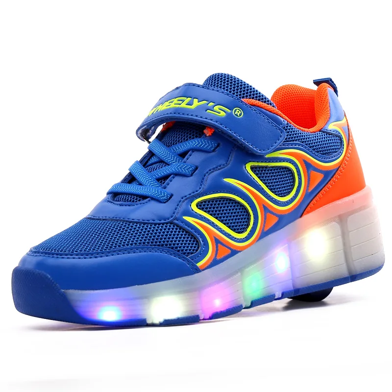 Children Light Roller Shoes Fashion Breathable With LED Lighted Boy &amp Girls Sport Casual Kids Wheels Sneakers BZ043 | Детская одежда