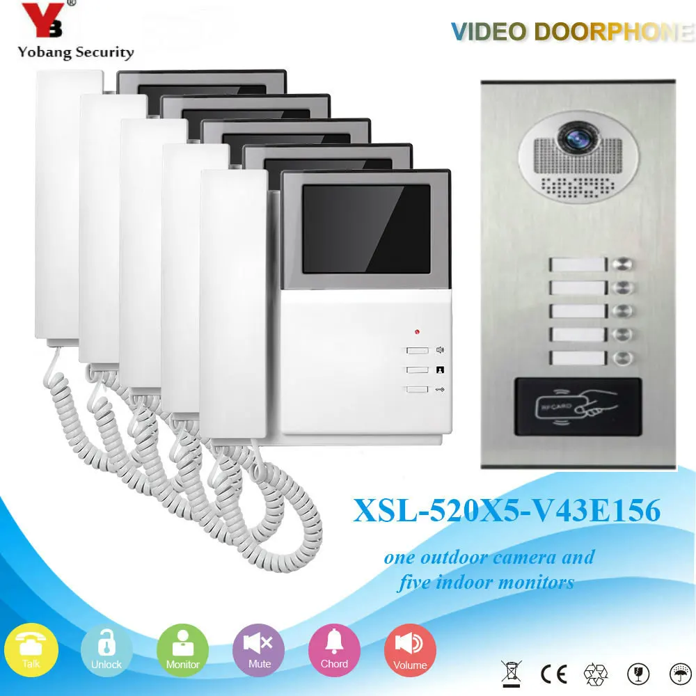 Yobang Security Multi Units Household Video Intercom Apartment RFID Door Phone System Max Support 12 Monitors For Option | Безопасность