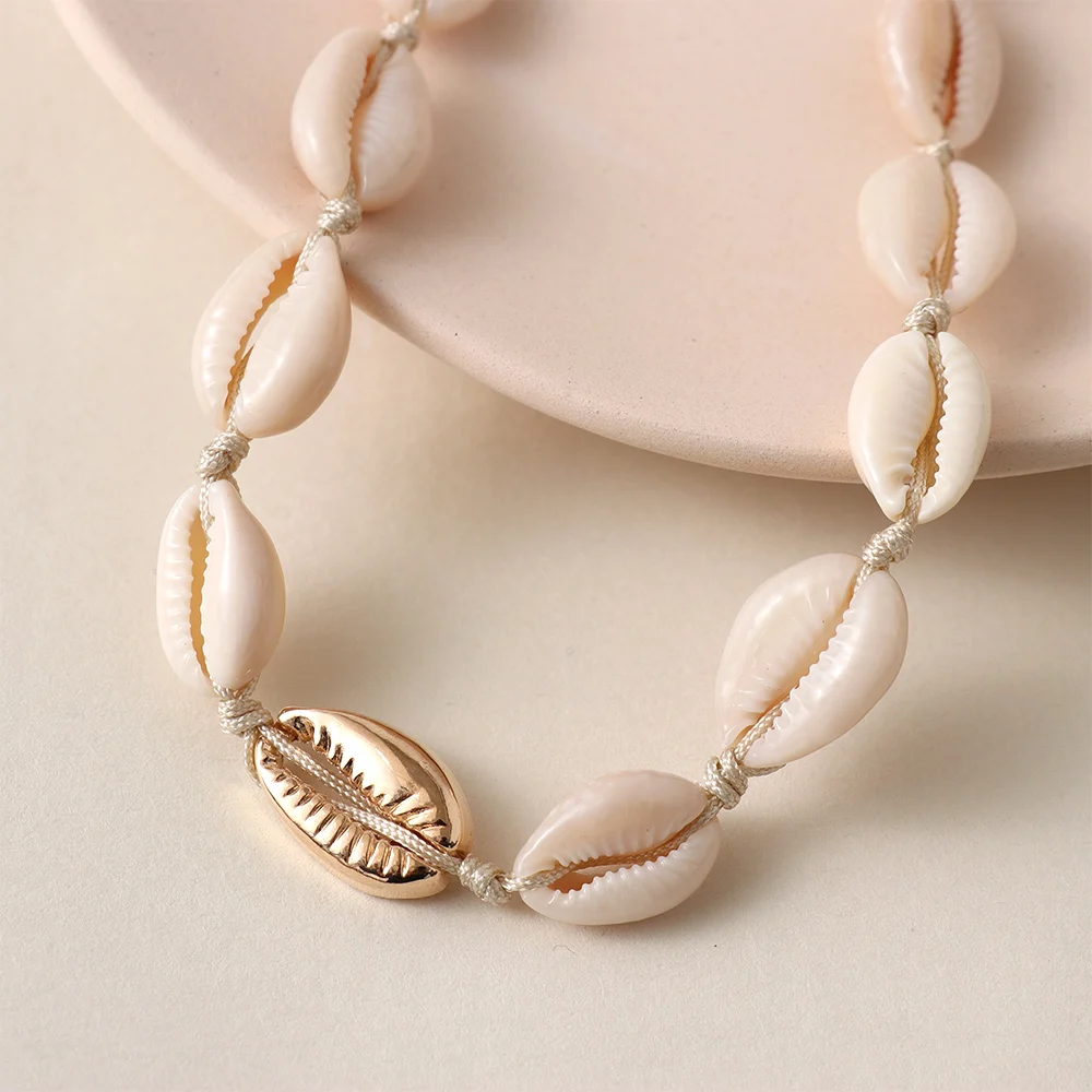 Лидер продаж! Ожерелье из цинкового сплава Женское Шарм с ракушками шнур