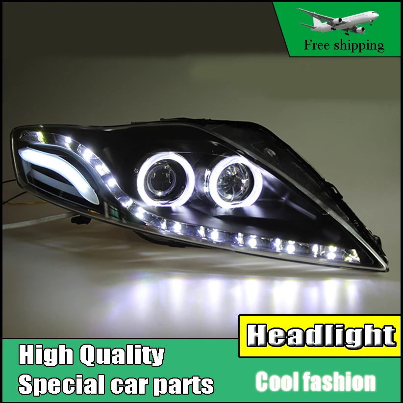 Car styling Head Lamp Case For Ford Mondeo 2007-2012 Headlights LED Headlight DRL Option Angel Eyes Bi-Xenon Lens low beam | Автомобили и