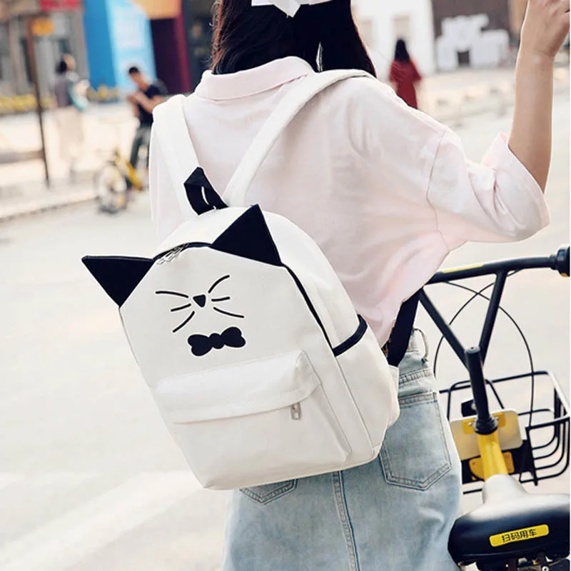 Милый женский рюкзак с кошачьими ушками для девочек школьная сумка повседневный