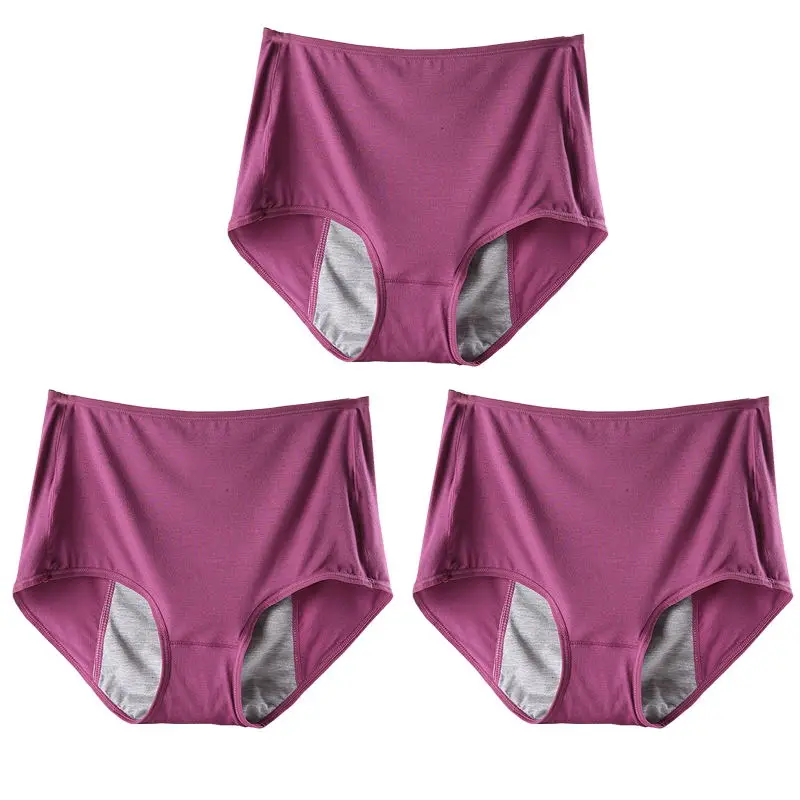 Purple Purple Purple DKERT 3pcs/lot Women Menstrual Period Panties Ladies Underwear Seamless Plus Size Physiological Leakproof Female Briefs - Цвет: Purple Purple Purple