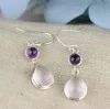 Женские серьги-подвески из серебра 925 пробы с натуральным зеленым аметистом и