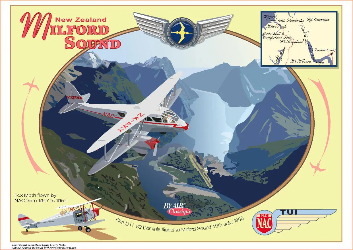 Новая Zealand NZ Milford Air Travel классические настенные наклейки холст живопись винтажный
