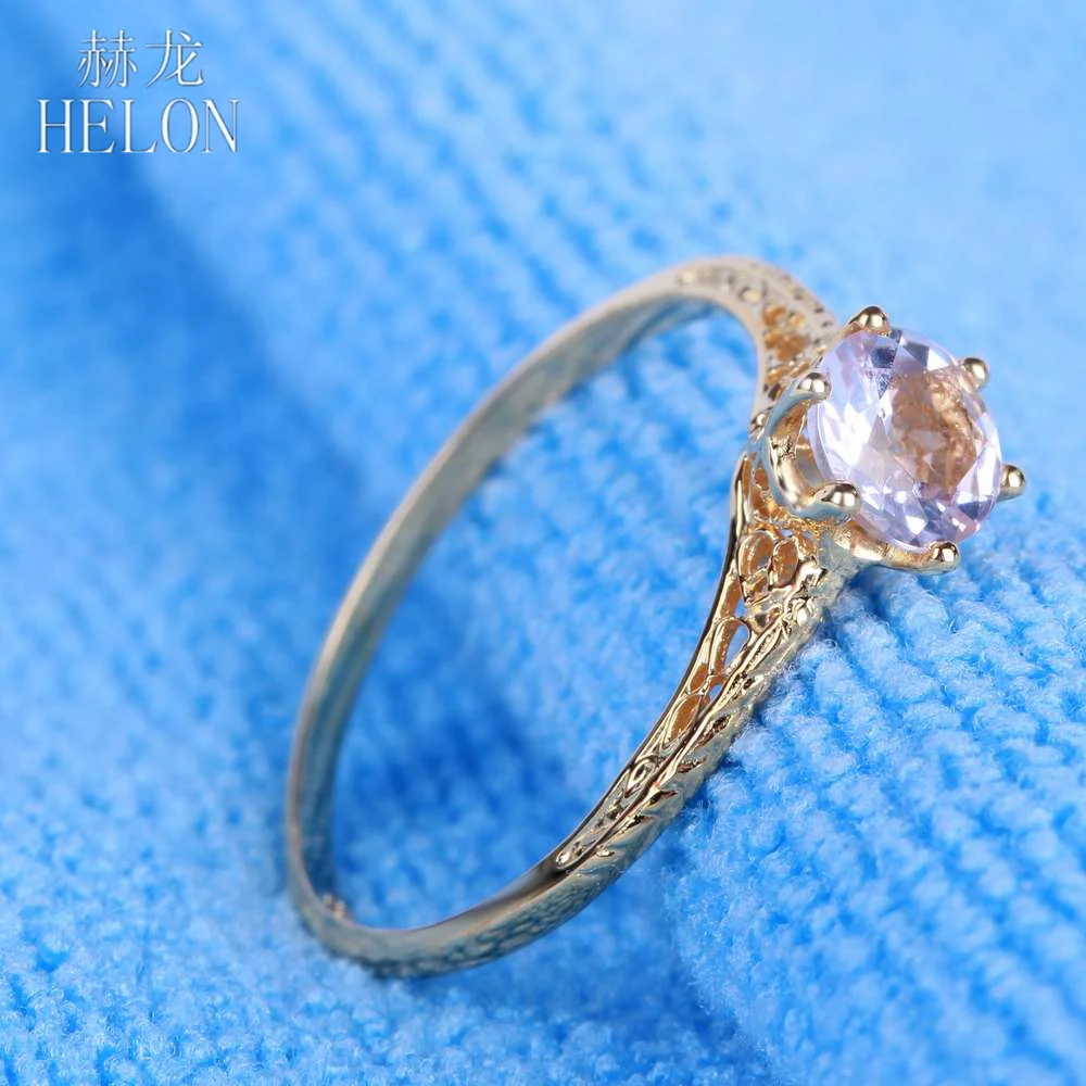 Женское винтажное обручальное кольцо HELON однотонное из 14 каратного желтого