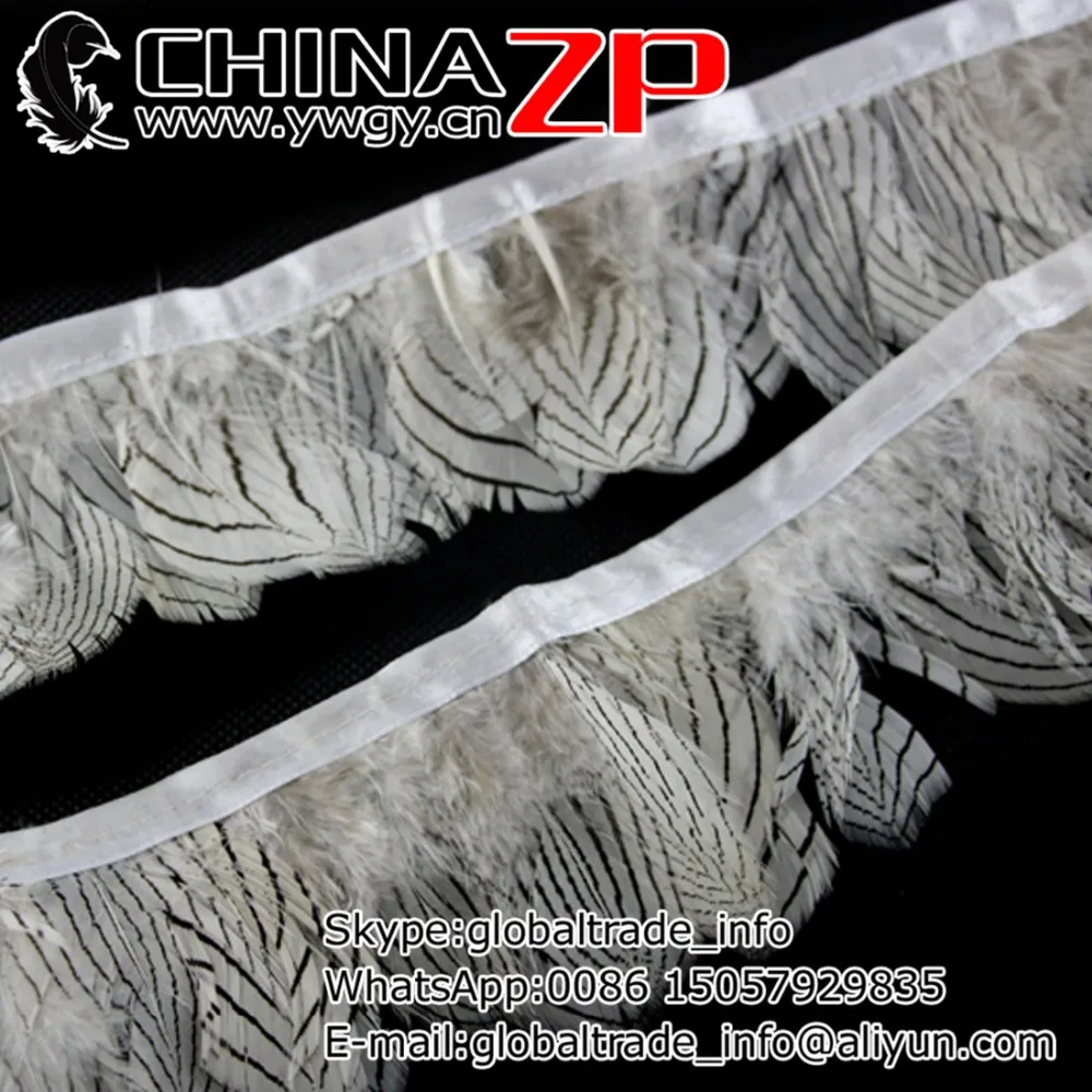

CHINAZP Factory Wholesale 10yards/lot Good Quality NATURAL WHITE Silver Pheasant Plumage Feather Trim