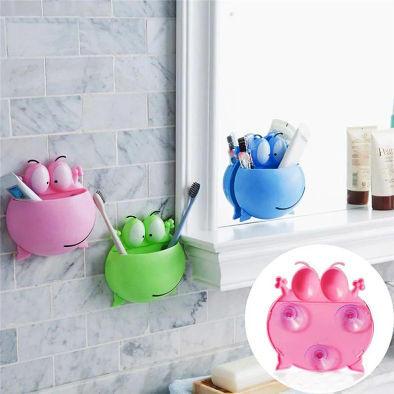 Горячая Распродажа Kawaii лягушка держатель для ванной зубной щетки крепкие крючки на присоске чашка Органайзер Домашний Декор Аксессуары для ванной комнаты