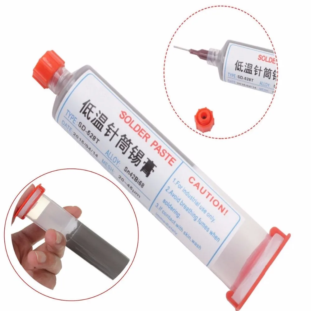 100% оригинальная 100g Sn42Bi58 SD 528T низкотемпературная SMT светодиодная Бессвинцовая