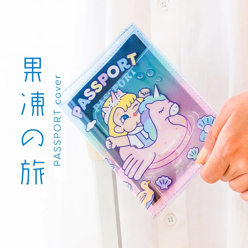 Симпатичная Прозрачная Обложка для паспорта в виде единорога из ПВХ