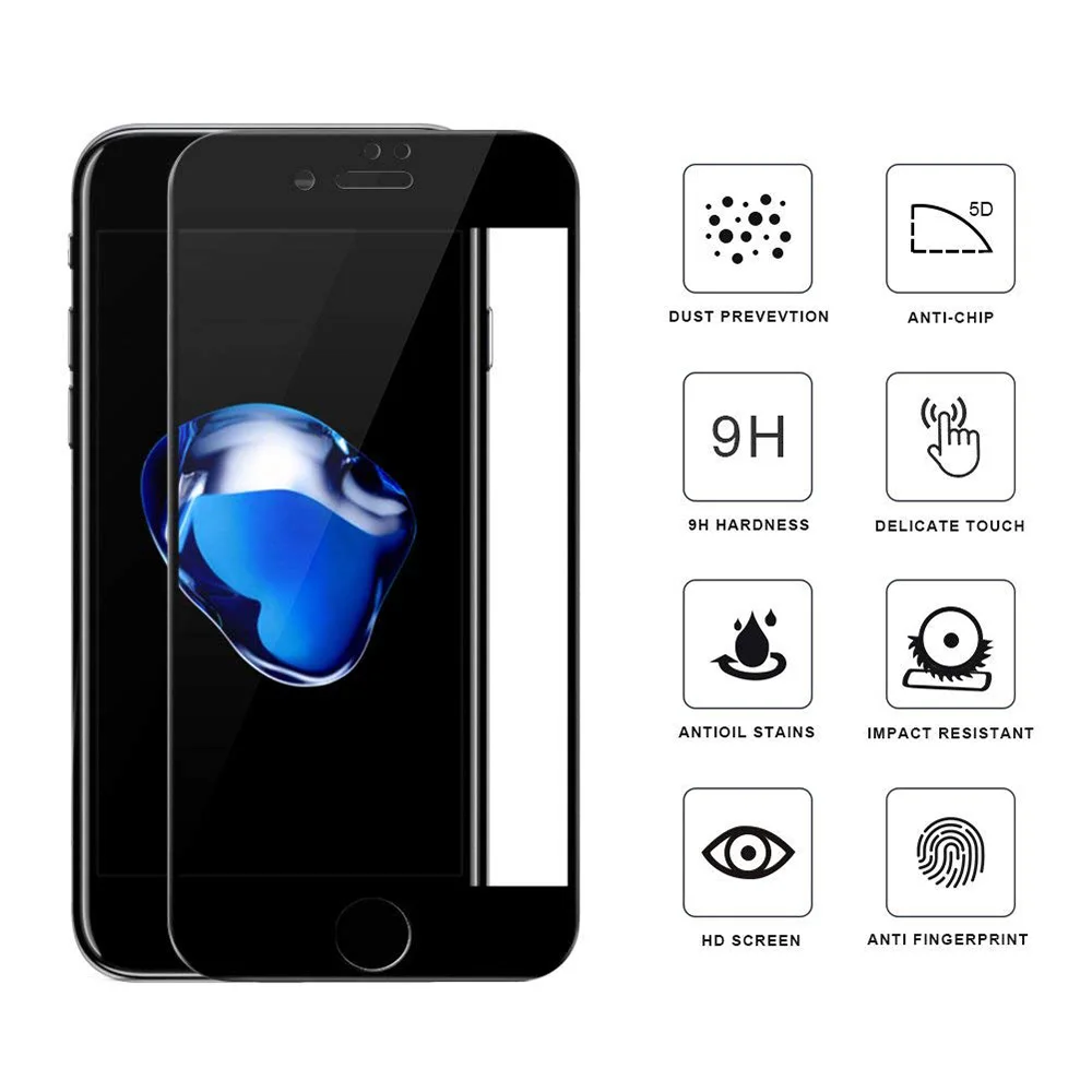 Ascromy 2 шт 5D Защитная пленка для экрана iPhone 7 Plus защитная из закаленного стекла 4D X 8 6