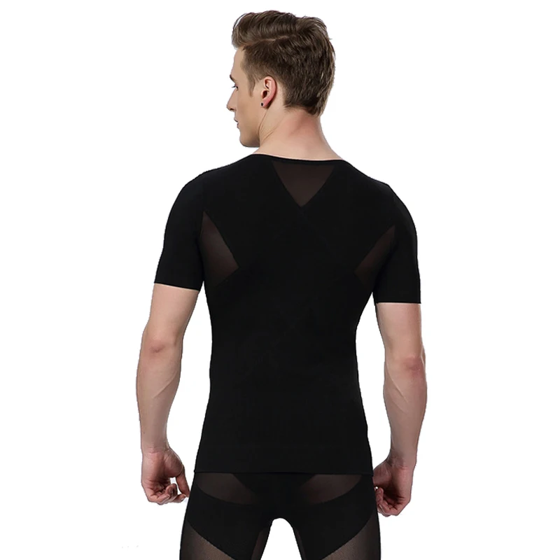 Men Gynecomastia Shaper Tshirt Waist Trainer Corsets Chest Binder Slimming Abdomen Back Support Posture Corrector Men Shapewear