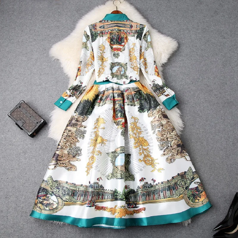 Комплект одежды с принтом для офиса весна лето 2019 винтажная Свободная рубашка