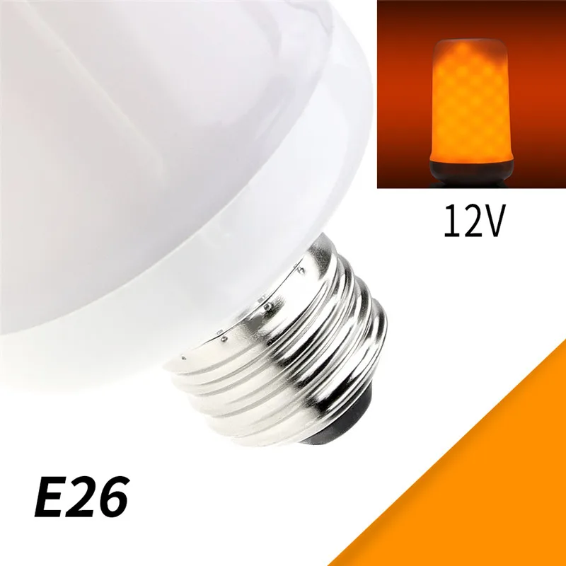 E26 2 шт./лот E26 светодиодные лампочки динамический пламя эффект E27 лампы светодиодные свечи 12 V E14 Светодиодная лампа пламени мерцающего сжигание украшения сада - Испускаемый цвет: E26