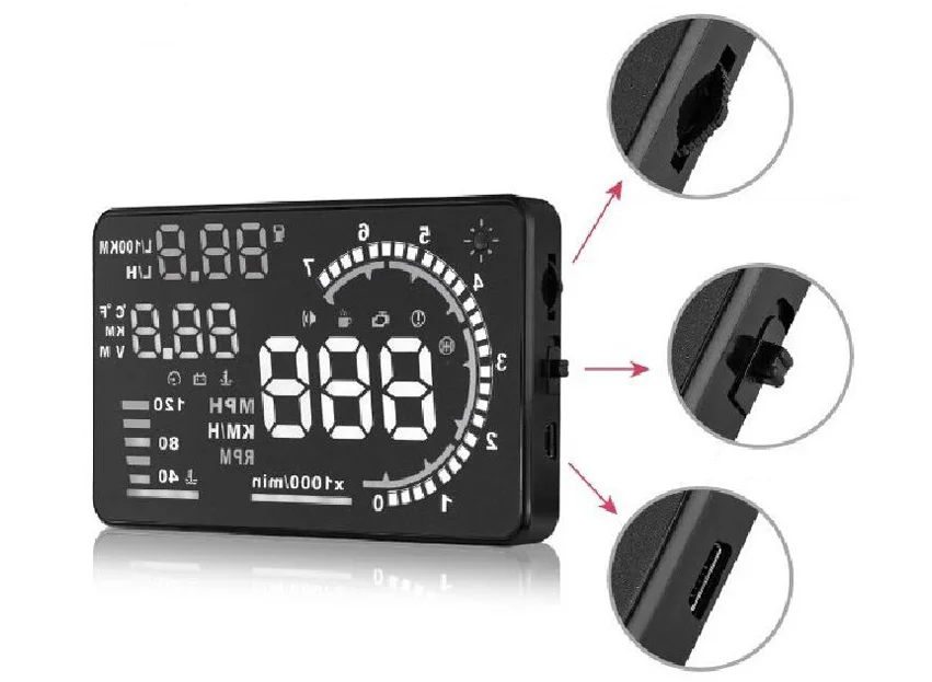 HUD дисплей HUD A8 автомобильная электроника OBD OBD2 дисплей Калибр для автомобиля спидометр для лобового стекла проектор бортовой компьютер