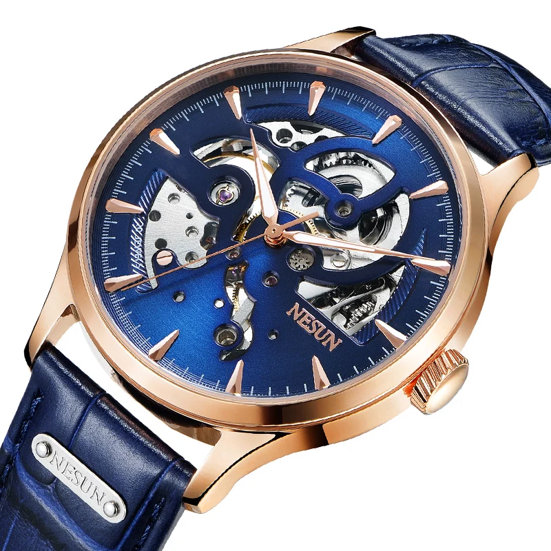 

Luxury Brand Switzerland Nesun Skeleton Watch Men Automatic Self-Wind Men's Watches Sapphire Crystal Waterproof clock N9502-1