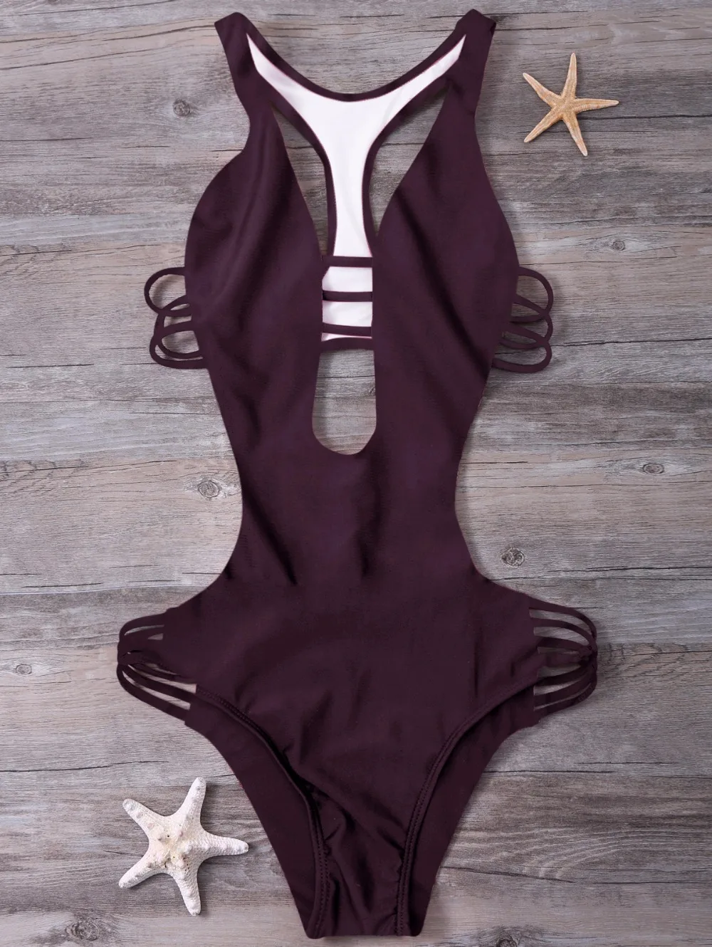 Женский слитный купальник с v образным вырезом и принтом трикотажный лямкой на