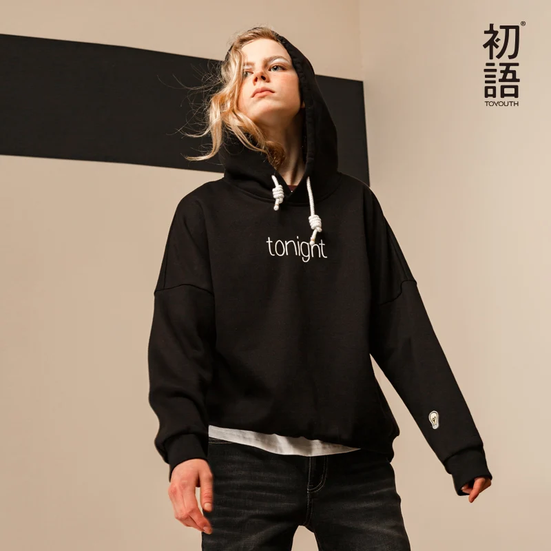 Toyouth кофты осень г. Для женщин Повседневное Письмо печати Забавные Вышивка Свободный пуловер Толстовки