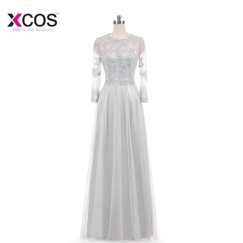 Серебряные платья для матери невесты 2018 элегантные тюлевый кружевной накладной