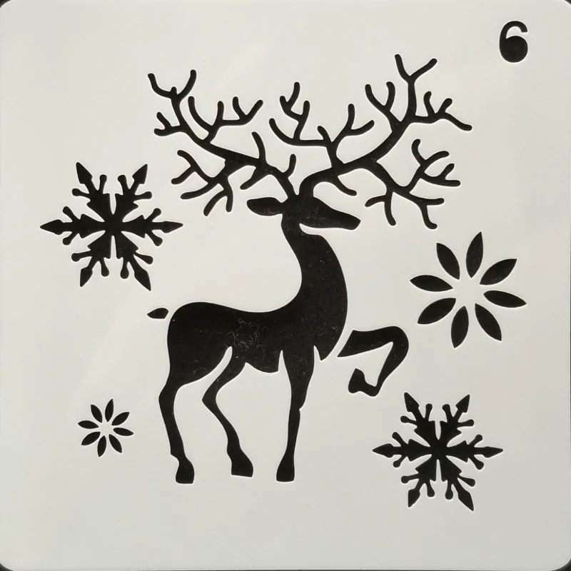 

13*13 Christmas deer pvc Layering Stencils for Diy scrapbook coloring,painting stencil,home decor diy etc. Product image