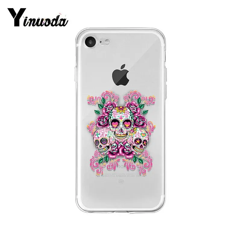 Yinuoda Модный чехол для телефона в стиле ретро с цветком и черепом iphone 8 7 6 6S Plus X XS MAX 5