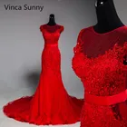 Женское свадебное платье с юбкой-годе Vinca Sunny, красное платье с юбкой-годе, реальное фото, 2021