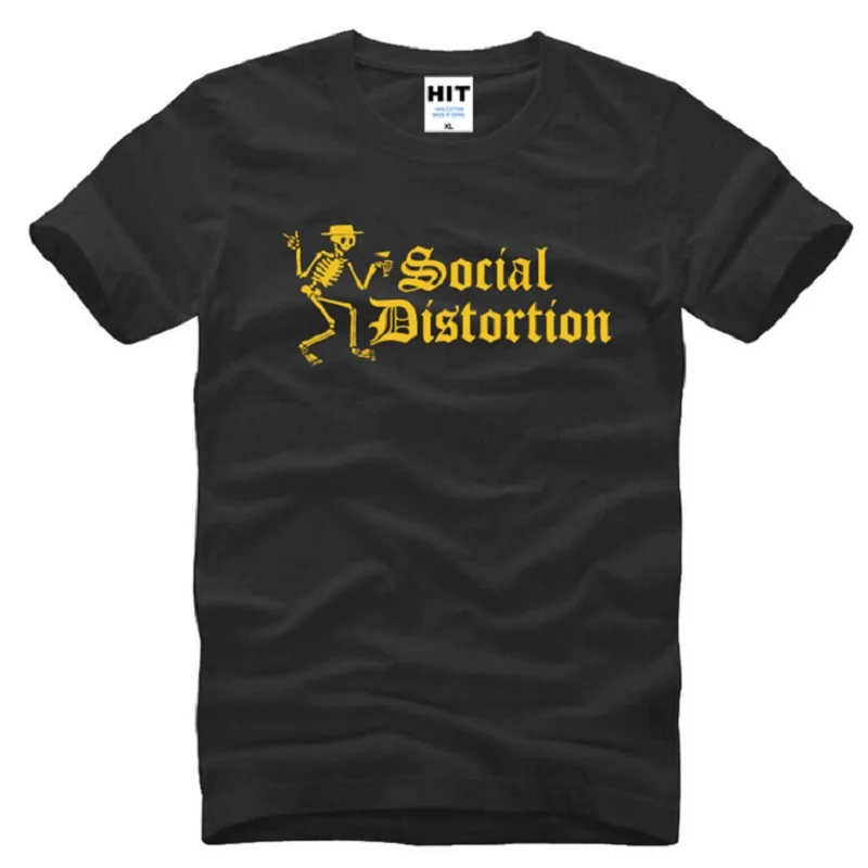 Новая социальная искажения футболки Для мужчин хлопок короткий рукав Heavy Metal Rock