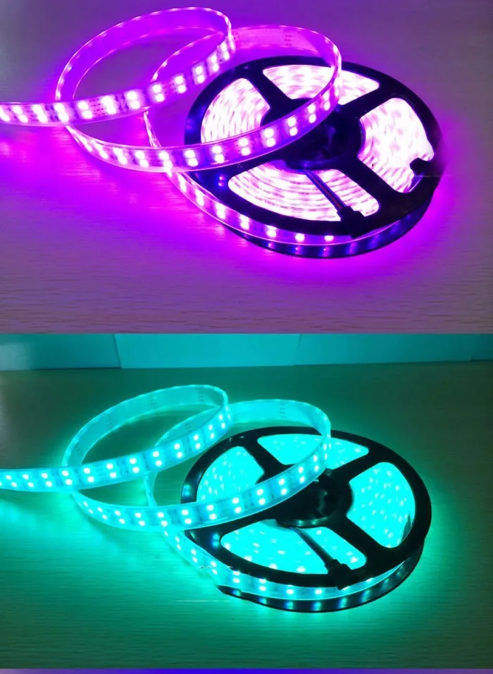 5 м 600 LED 5050 SMD 12 В Водонепроницаемые гибкие светодиодные 120/м Светодиодная лента красочные полный цвета RGB LED IP67 с 24 ключевых ИК
