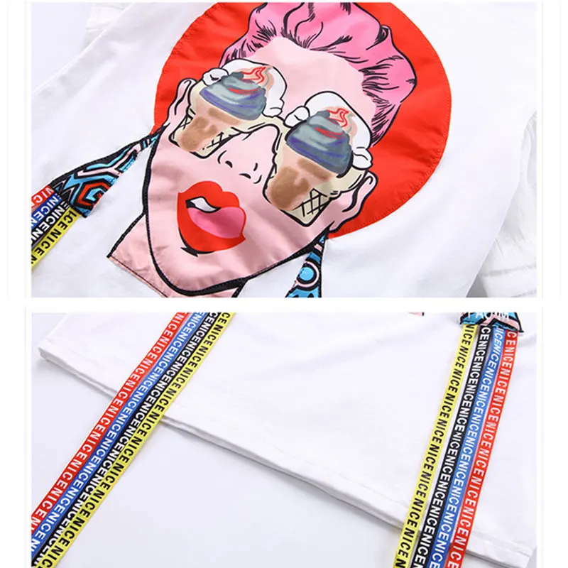Alternative Fashion Style Dress 2020 Summer Girls Cartoon Beauty Patch Dresses Clothes Novelty Kids Flare Sleeve Tshirt | Детская одежда