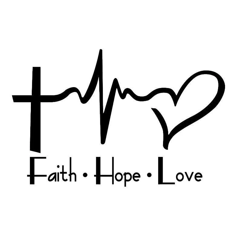 

Виниловая наклейка на окно с надписью FAITH HOPE LOVE, черная/Серебристая Наклейка, 15,5 х9,8 см