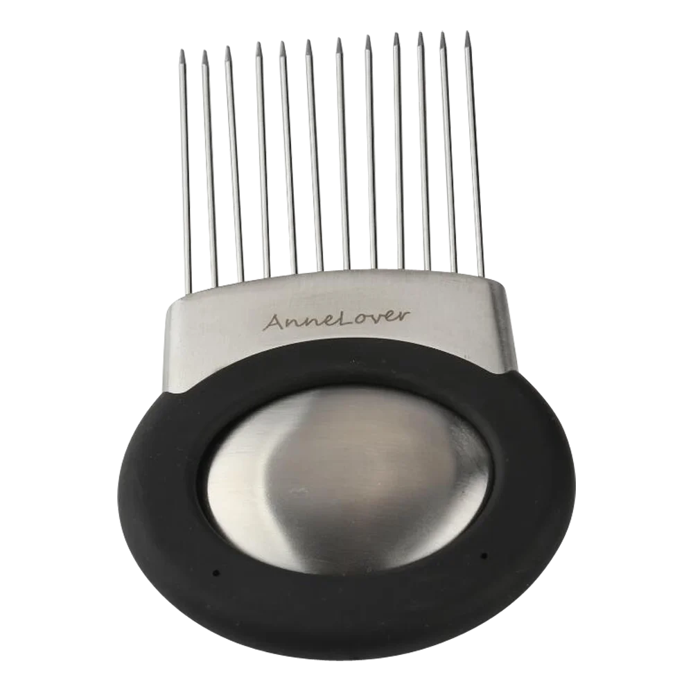 Лук срез держатель для нарезки и Резка с острыми зубьями вил Нержавеющая сталь