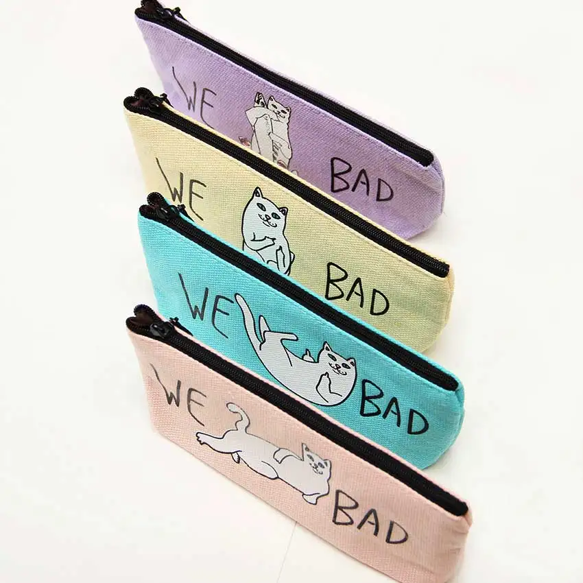 

1PC Candy Color Kawaii Lazy Cat Canvas Pencil Case Office School Supplies Stationery Gift Cute Pencil Box Pencil Bag
