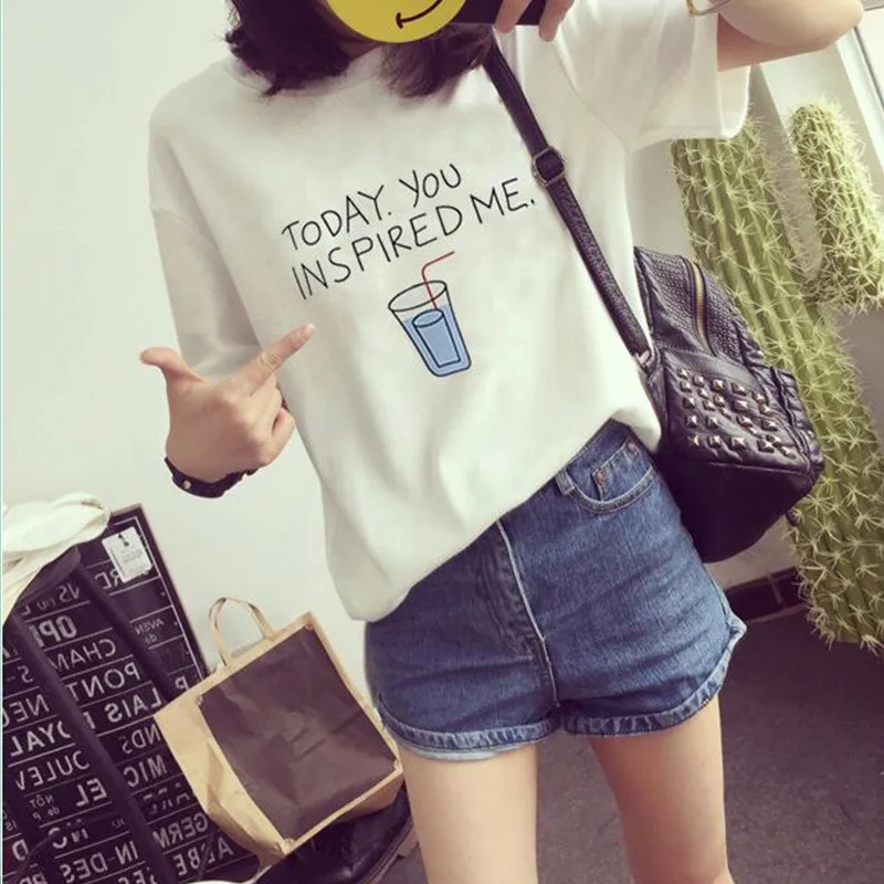 Новинка лета 2017 классная футболка с короткими рукавами и мультипликационным