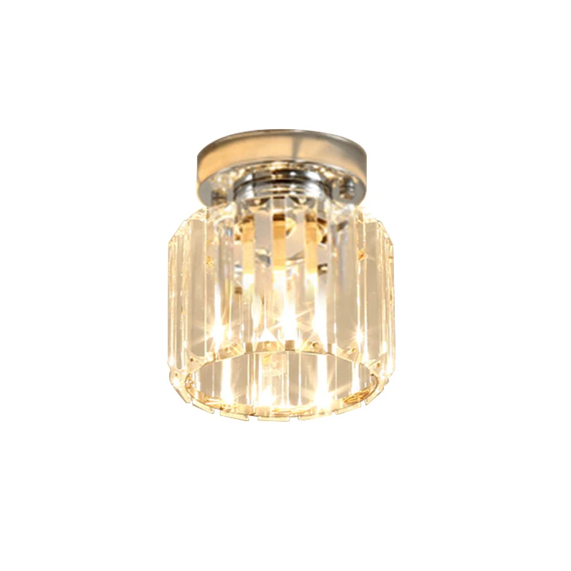 Round Silver Хрустальные потолочные светильники, Круглый квадратный потолочный коридорный светильник E14, освещение для гостиной, домашний декор - Цвет корпуса: Round Silver