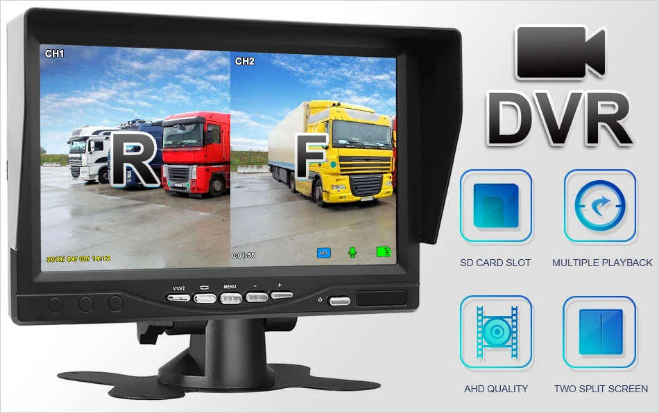 Зеленый Yi 800*480 HD 7 дюймов TFT lcd цветной цифровой видео Запись DVR монитор парковки заднего вида монитор Поддержка sd-карты