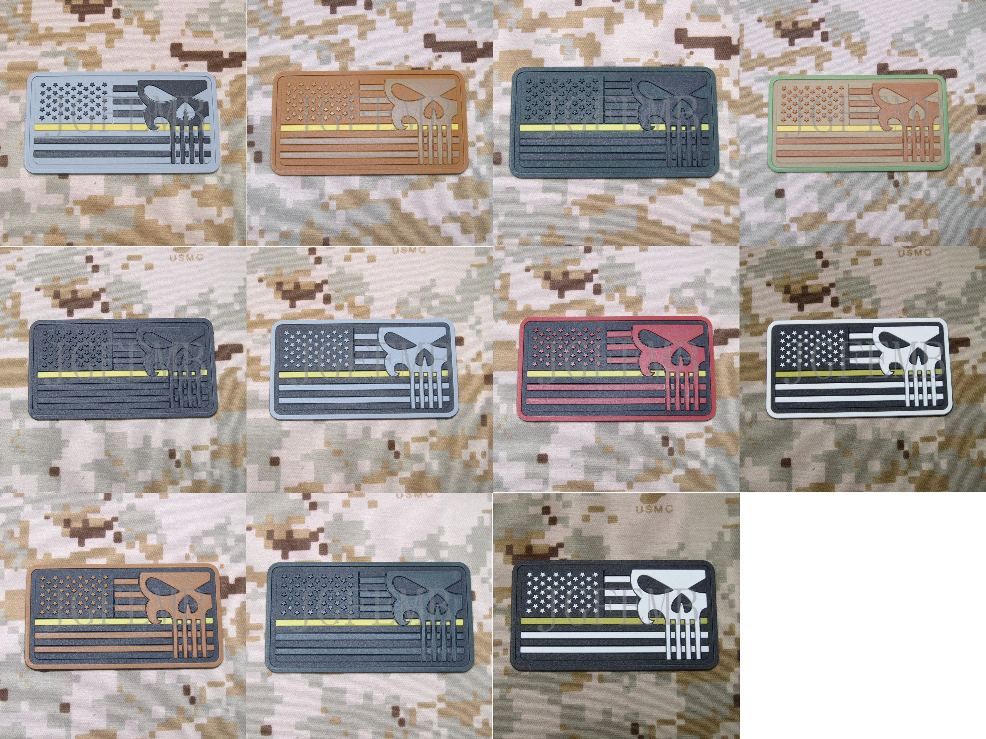 Тонкая оранжевая линия Череп Американский флагшток и спасательный SAR 3D ПВХ патч |