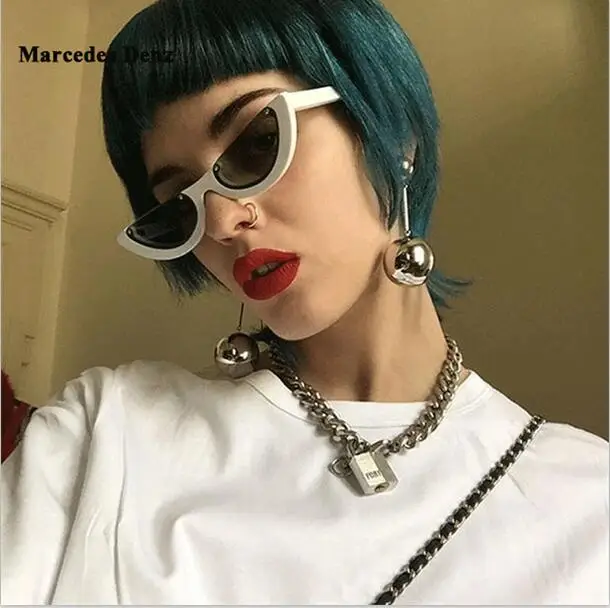 Женские солнцезащитные очки Marcedes DenzRetro с толстой оправой кошачий глаз модные