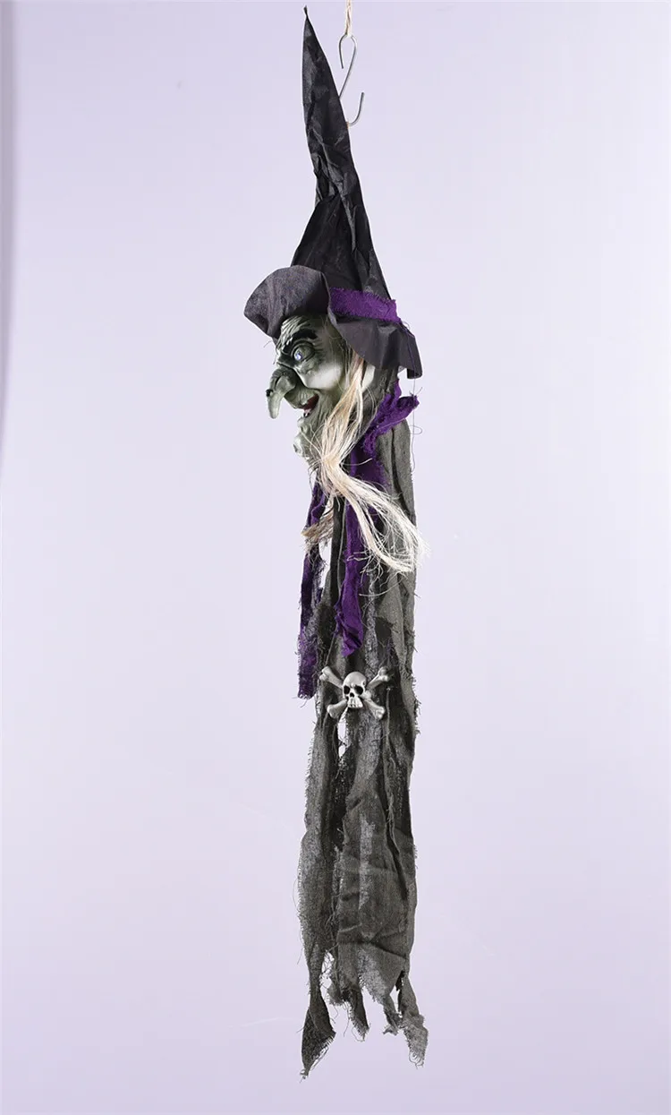 Halloween Horror Decoration House Hanging Black Witch Ornaments Halloween Creepy Prop Electric Haunted Doll Festival Witch Decor