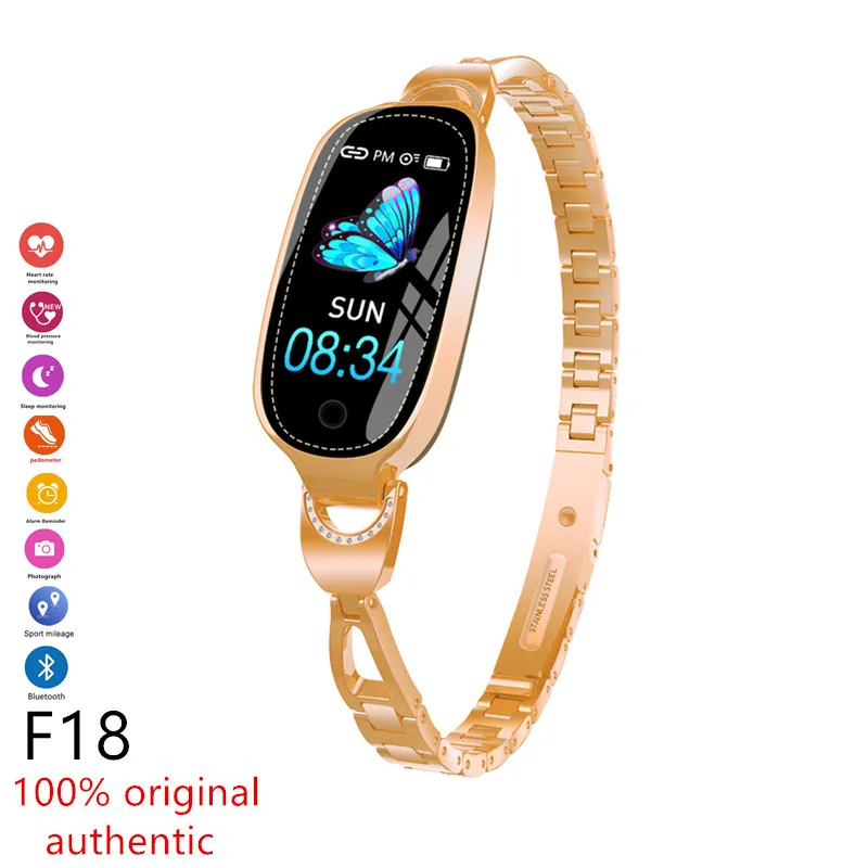 Женские Смарт часы F18 с монитором кровяного давления пульсометром фитнес