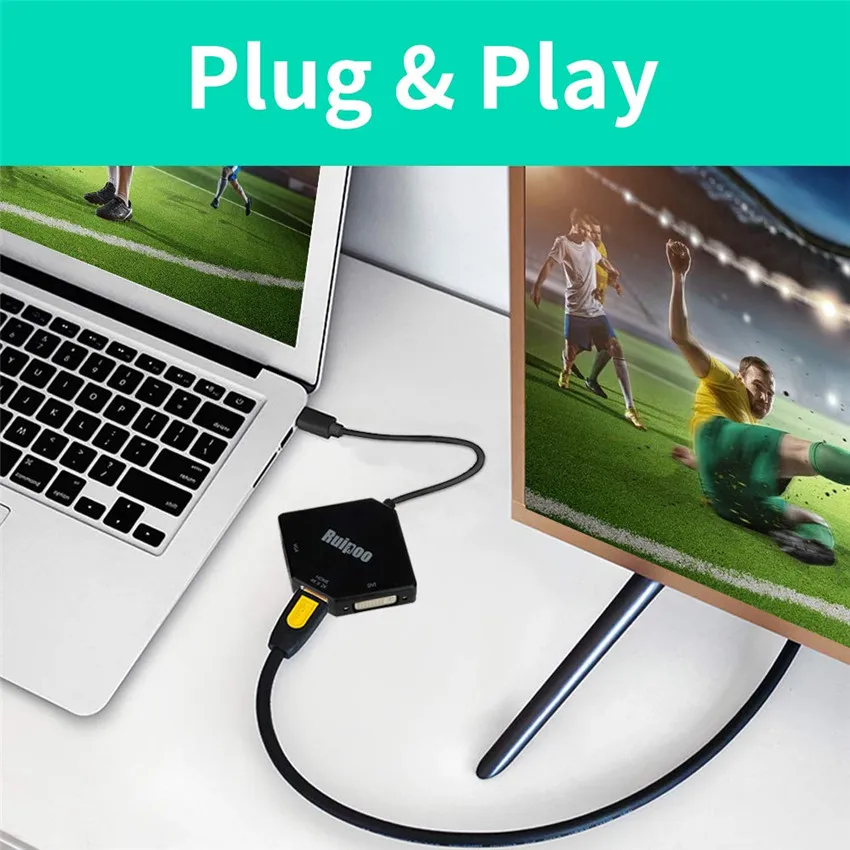 Mini DisplayPort Thunderbolt к HDMI DVI VGA конвертер DP 4K адаптер для Macbook Air Pro многофункциональный