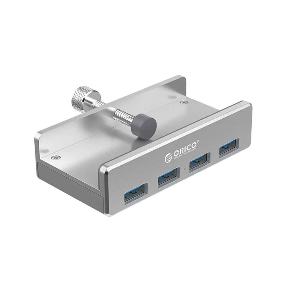 Серебристый Orico, 4 порта, USB 3,0, концентратор, зажим, дизайн, алюминиевый сплав, зажим, портативный размер, зарядное устройство, зарядное устройство, концентратор, станция для ноутбука - Цвет: Серебристый