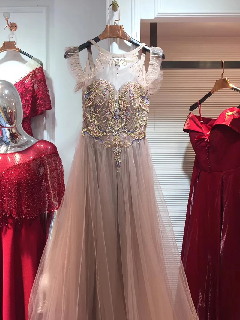 ANTI New High-end Evening Dress Halter Sequins Beading Floor-length Backless Prom Formal Gowns Custom Robe De Soiree | Свадьбы и