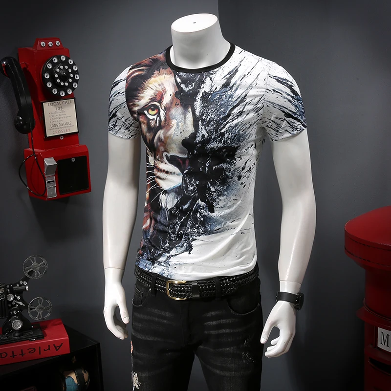 Мужская футболка с коротким рукавом дышащая Футболка принтом tencel ICONS лето 2019 C9019