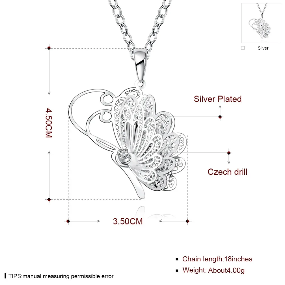Сплав бабочка воротник ожерелье кристалл животных посеребренная крутящий