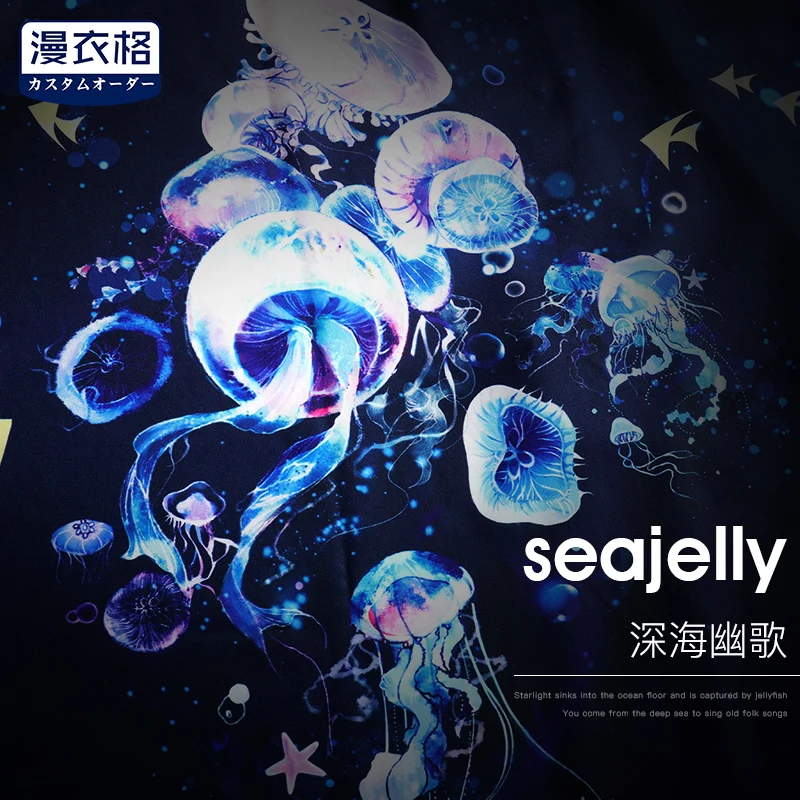 Японский стиль океан Seajelly печати кимоно Haori юката мода лето солнцезащитный кардиган пальто для женщин мужчин Косплей пара Топы