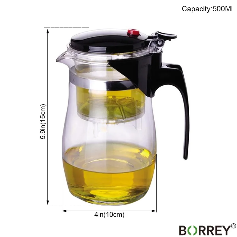 500Ml Teapot BORREY термостойкий стеклянный чайник с фильтром для заварки Китайский кунг-фу Пуэр Улун чайник 500 мл Kamjove чайник для воды - Цвет: 500Ml Teapot