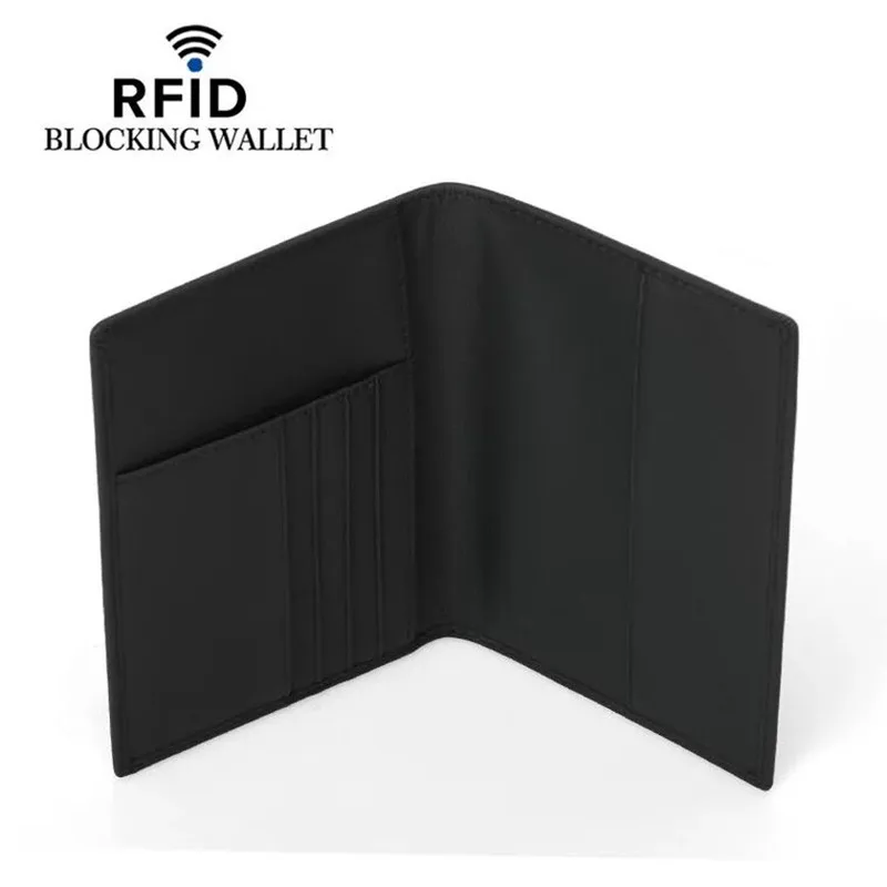 Черный чехол для паспорта из натуральной кожи кошелек с блокировкой Rfid дорожный