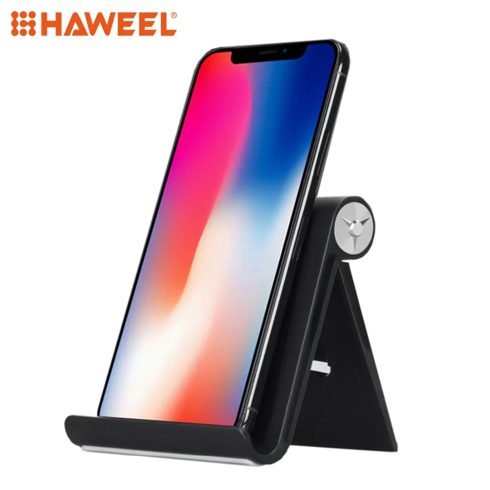 

HAWEEL Universal ABS + Silica Gel Desktop Holder Multi-Angle Desk Stand For 3.5-11 inch Mobile Phone & Tablet