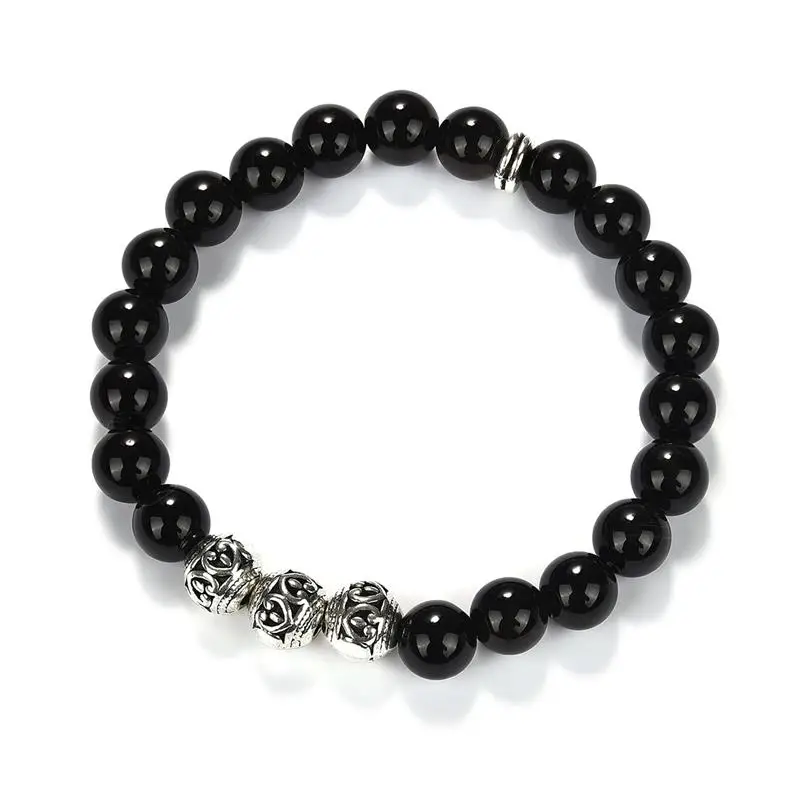 6 Agate Stone Jiayiqi, очаровательный натуральный камень, бусины, мужские браслеты, серебряные амулеты, много цветов, женский браслет из бисера, модное ювелирное изделие, подарки 18,5 см - Окраска металла: 6 Agate Stone