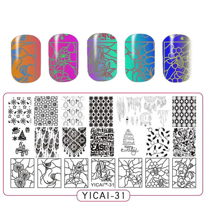 Дизайн ногтей 3D сделай сам маникюрная пластина 14 выбор цветов Природа