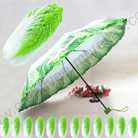 three fold super light anti rust imitation cabbage vegetable pencil umbrella compact windproof fiberglass gift parasol